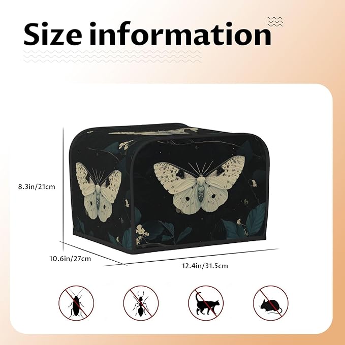 Aesthetics Butterfly Covers for Toasters 4 Slice,Cute Funny Bread Machine Cover with Handle,Washable Stain Resistant Kitchen Small Appliance Cover Dining Decor