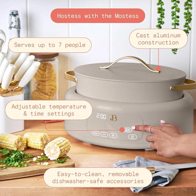 10-in-1 Electric Multi-Cooker, 6 Quart Programmable Cooking Pot with Digital Display, Nonstick Interior, One-Touch Controls, Multi-Function Kitchen Appliance (Porcini Taupe)
