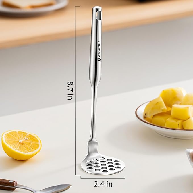 Potato Masher, Mashed Potato Masher, Heavy Duty Stainless Steel Integrated Masher Kitchen Tool Wire Masher, Suitable For Potatoes, Avocados, Beans, Fruits, And Vegetables (Stainless Steel Handle)