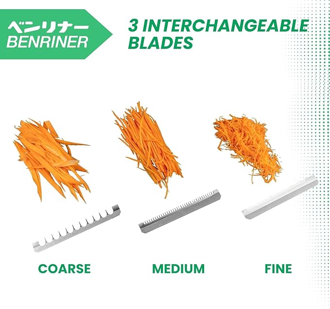 Benriner Japanese Mandoline Slicer – Vegetable Slicer with 4 Stainless Steel Blades, BPA-Free Adjustable Vegetable Cutter – Official US Version with Authentic Retail Packaging
