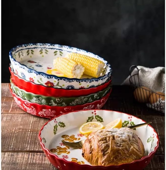 Pie Pans, 11 Inches Ceramic Quiche Pans, Round Pie Tins for Pie, Pizza, Cake, Dinner, Banquet,Oven Safe