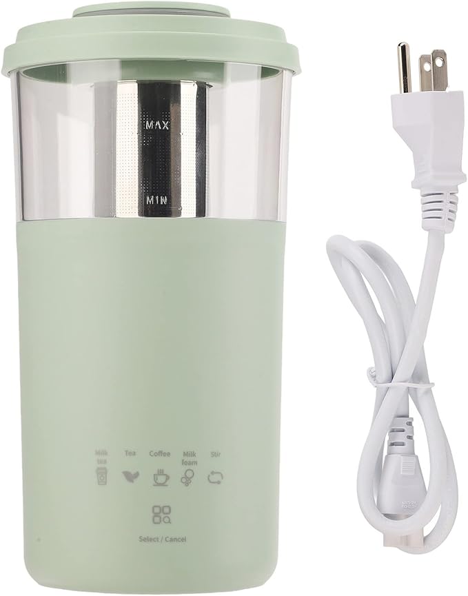 Milk Frother, 350ml Portable Electric Frother for Coffee, Automatic Milk Foamer for Latte Cappuccino Chocolate Milk Tea (Green)