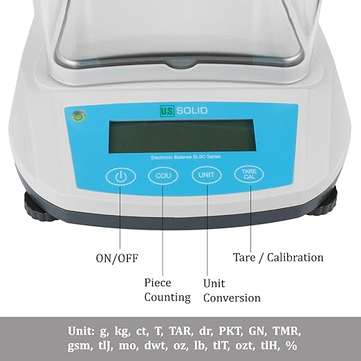 U.S. Solid Precision Lab Scale 2000g x 0.01g- High Precision Analytical Balance w/USB and RS232 Interface, Detachable Draft Shield, Calibration Weight,100-240 VAC