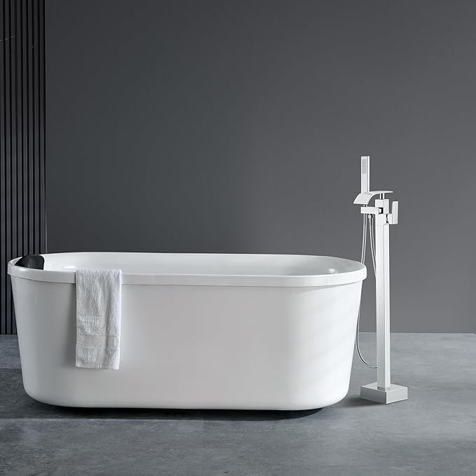 VEVOR Freestanding Bathtub Faucet, Floor Mount, Freestanding Tub Filler, Shower Mixer Taps, Two Water Modes, 360° Swivel Spout, for Bathing & Showering Pet Bathing Cleaning Drains Toilet Flushing