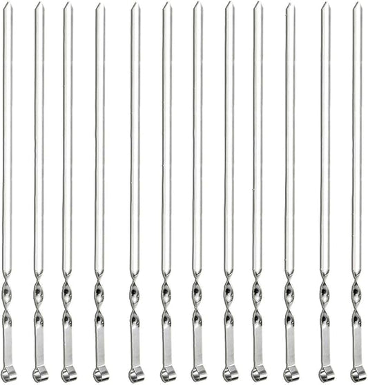 Antallcky 12 Pack Kebab Skewers BBQ Barbecue Skewers Stainless Steel Sticks 23.5 Inch Heavy Duty Large Wide Reusable with NonSlip Ring Handle Ideal for Shish kabob Chicken Shrimp angd Vegetables