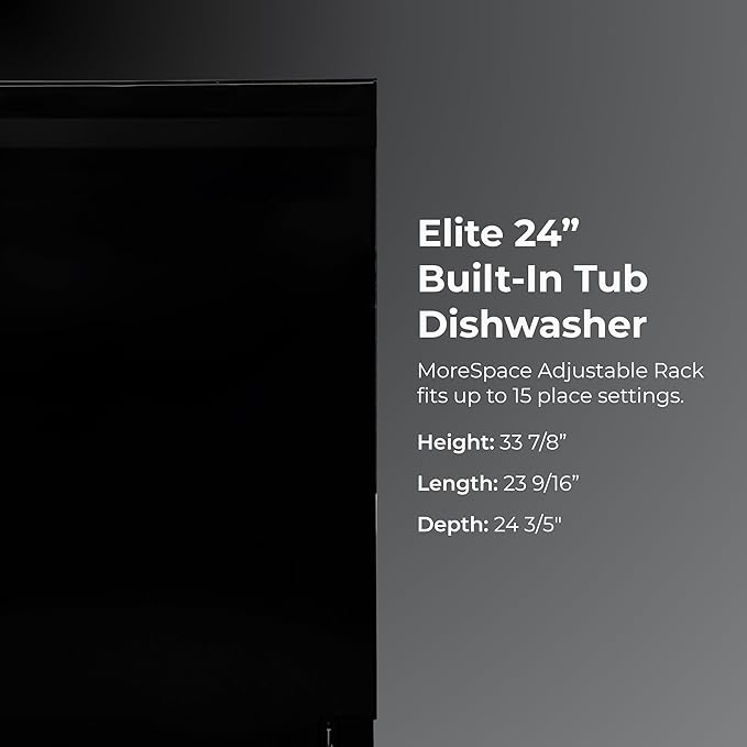 Kenmore 22-14689 Elite 24" Built-In Dishwasher - UltraWash Plus, TurboDry, QuietWash, SmartWash, TurboFlex Third Rack & Reach-Thru Handle - 15 Place Settings-42 DBA - ENERGY STAR Certified - 24"-Black