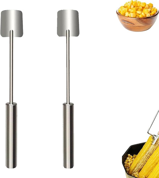 2 Packs Corn Peeler for Corn on the Cob, Corn on the Cob Remover, Long Handle Stainless Steel Corn Stripping Tool, Easy Clean Corn Peeler Corn Cob Stripper Tool (2PCS)