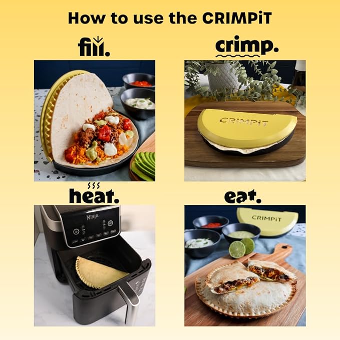 CRIMPiT Large Tortilla Sealer - For 10-12” Flour Tortillas | Make Sealed Tacos, Quesadillas, Burritos & More | Mess-Free Meals in Seconds | BPA-Free, Dishwasher Safe | Made in UK & USA
