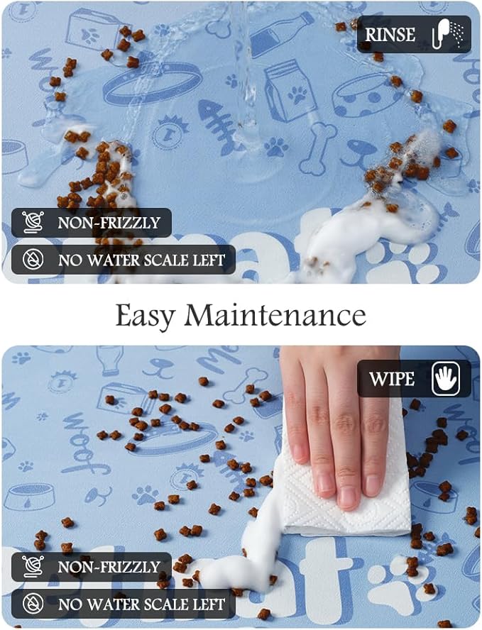 Pet Feeding Mat-Absorbent Dog Mat for Food and Water Bowl-No Stains Quick Dry Water Dispenser Mat-Dog Accessories Pet Supplies-Bowl for Messy Drinkers（PAW,16"x24"