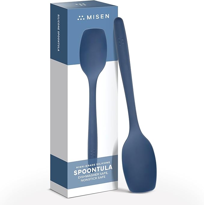 Misen Spoontula - Dishwasher Safe, Heat resistance, Nonstick Safe - Professional-Grade Versatile Kitchen Tool for Stirring, Spponging, Folding and Flipping - 4 Tools in One - Built to Last - Blue