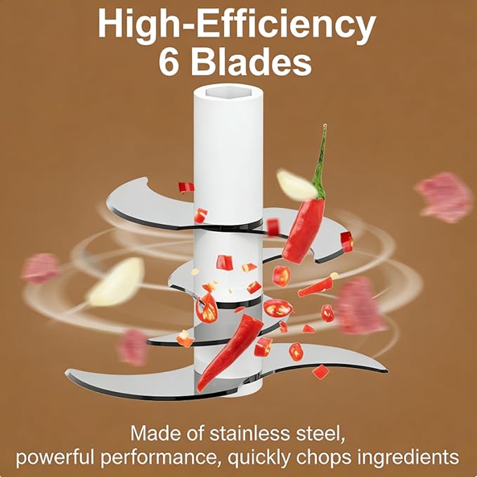 6-Blade Wireless Electric Garlic Chopper, Garlic Grinder, Small Food Processor with 400ml Cup, USB Charging, Cordless Portable for Garlic, Onion, Vegetables