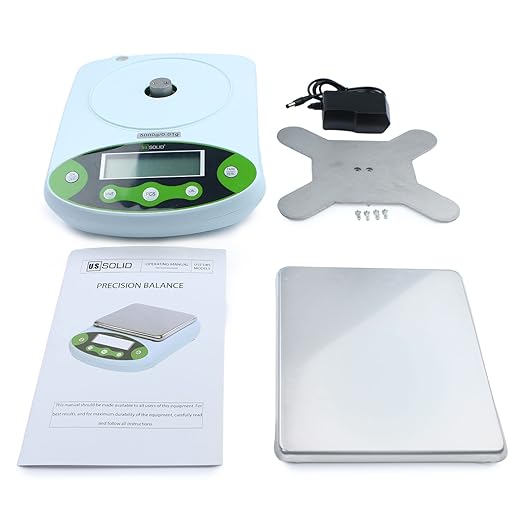U.S. Solid Digital Analytical Balance 3kg x 0.01g, High Precision Lab Scale, 500g Calibration Weight, 10 Weighing Units, AC 100V-240V & DC 9V, Piece Counting