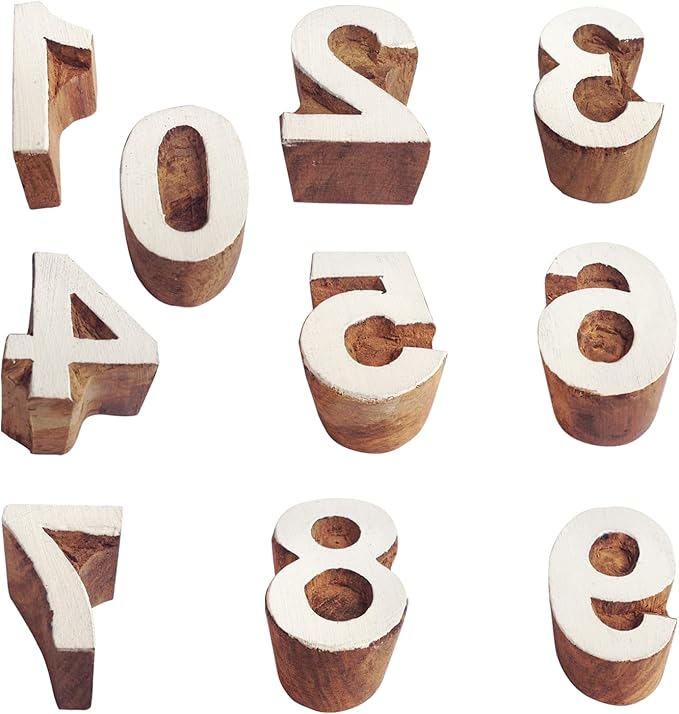 Royal Kraft Number Wooden Block Printing Stamps (Set of 10) Bulk01_10F