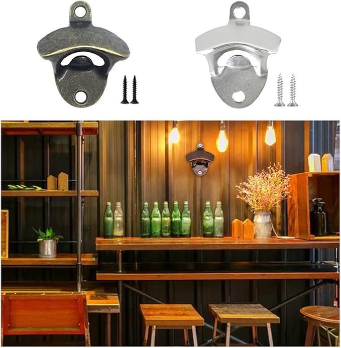 20 Pack Bottle Opener Wall Mounted, Vintage Beer Bottle Opener with Screws for Bars KTV Hotels Homes, (Silver)