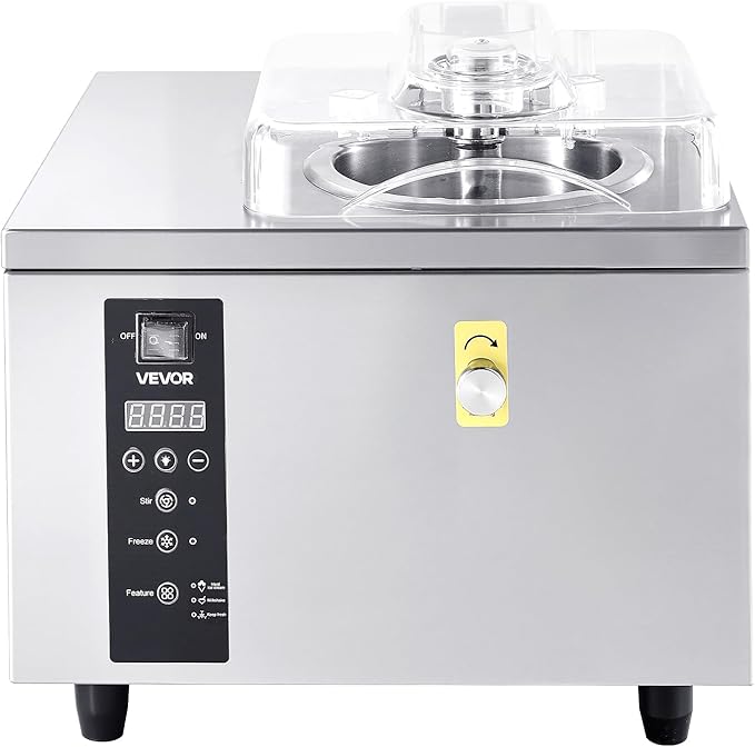 VEVOR Commercial Hard Ice Cream Machine, 500W 1.32 Gal/Hour, Gelato Hard Serve Ice Cream Maker with 2.8L 304 Stainless Steel Cylinder, Auto Clean LED Panel High Productivity for Snack Bar Restaurants