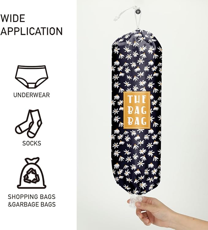 Daisy Grocery Bag Organizer - Plastic Bag Holders for Kitchen, Pantry, Laundry Room - Home Decor Gift for Women & Men