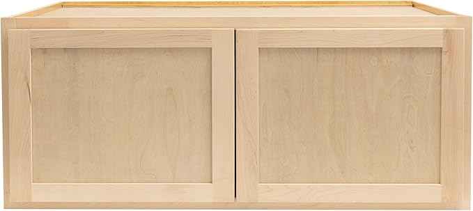 Quicklock RTA (Ready-to-Assemble) 42" Tall Wall Kitchen Cabinets - Shaker Style | 100% Hardwood | Made in America | Soft Close Hardware (Raw Maple, 12" D x 36" W x 24" H)