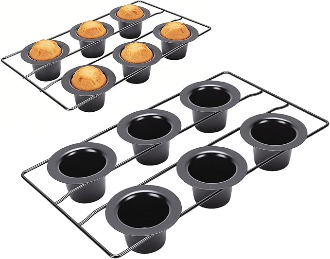 LICAEVEY Professional 6 Cup Popover Pan, Deep Non Stick Carbon Steel Bakeware for Yorkshire Pudding & Muffins, Dishwasher Safe Easy Clean Baking Pan