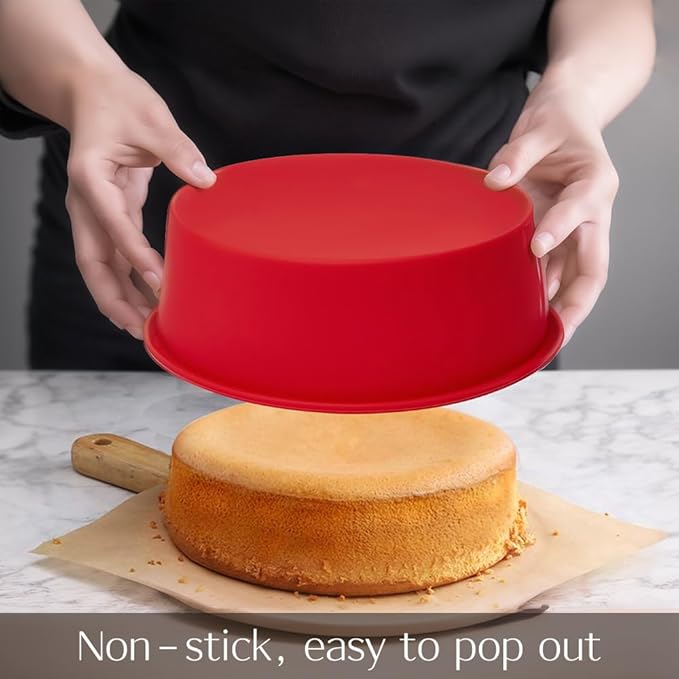 saphe 4 packs Silicone Cake Pans for Baking,Round Cake Molds for Cupcake,Cheese Cakes and Chocolate Cakes, Non-stick silicone bakeware sets BPA free(2 pcs 6 inch + 2 pcs 8 inch)