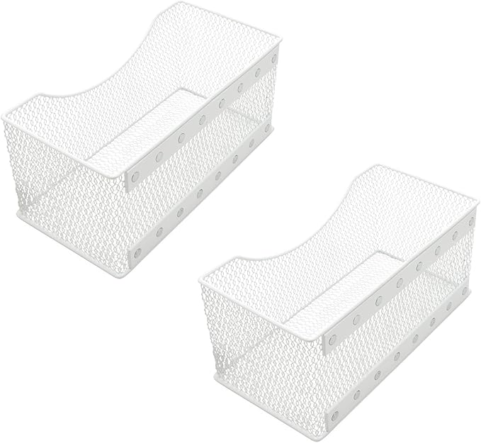 Ybmhome Wire Mesh Magnetic Storage Basket, Trash Caddy, Container, Desk Tray, Office Supply Organizer Silver for Refrigerator/Microwave Oven or Magnetic Surface in Kitchen or Office (2, Large (White))