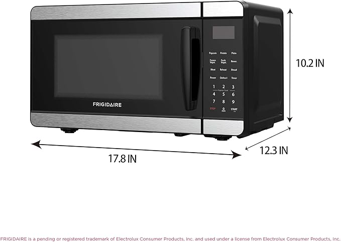 Frigidaire Countertop Microwave - Digital Control Panel - 6 Auto Cooking Settings - 10 Power Levels - Child Safety Lock - 0.7 Cu. Ft., Stainless Steel