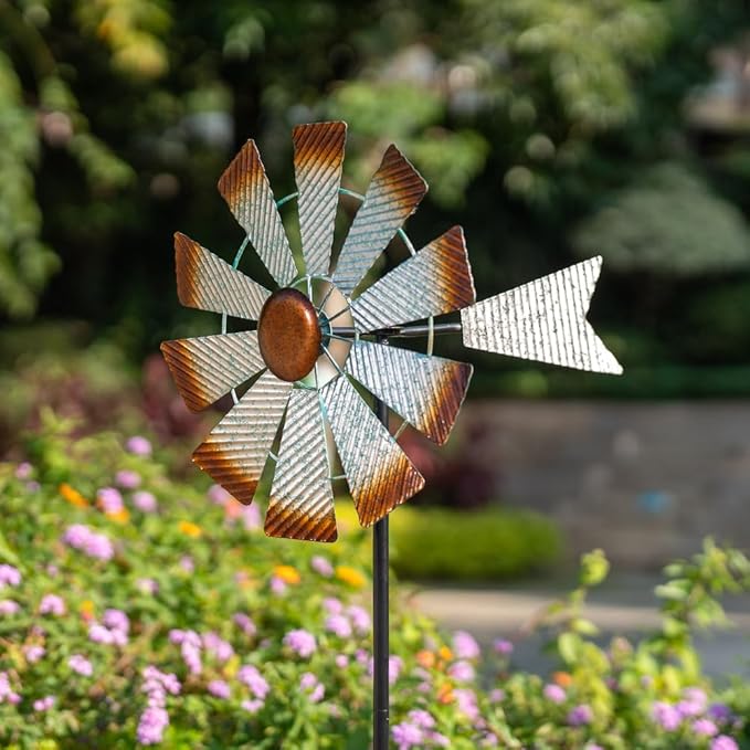Viveta Metal Wind Spinners, Garden Wind Sculptures & Spinners,Kinetic Wind Spinner for Outdoor Patio Yard Decor