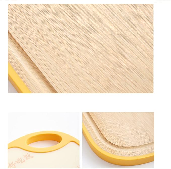 Double Sided Plastic Bamboo Wood Cutting Board Creative Board with Handles for Meat Fish Vegetable Cheese (1 Pack