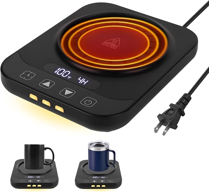 Coffee Mug Warmer for Desk with 9 Temperature Settings, Auto Shut Off, Digital Display, Smart Timing & Reservation, Electric Cup Warmer for Office, Home, Tea, Milk & Beverage Heating (Black)