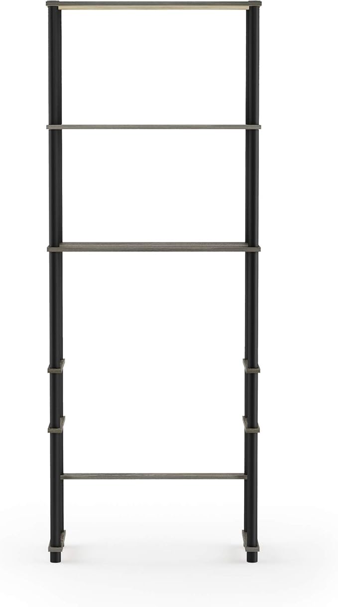 Furinno Turn-N-Tube with 3 Shelves Toilet Space Saver, French Oak Grey/Black