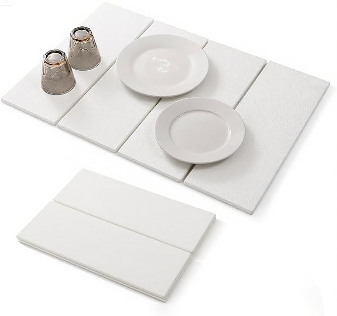 Stone Drying Mat Foldable for Kitchen Counter, Dirt-Resistant Quick Drying Fast Absorbent Non-Slip Diatomite Mat, Natural Diatomaceous Earth Dish Drying Pad for Dish Rack