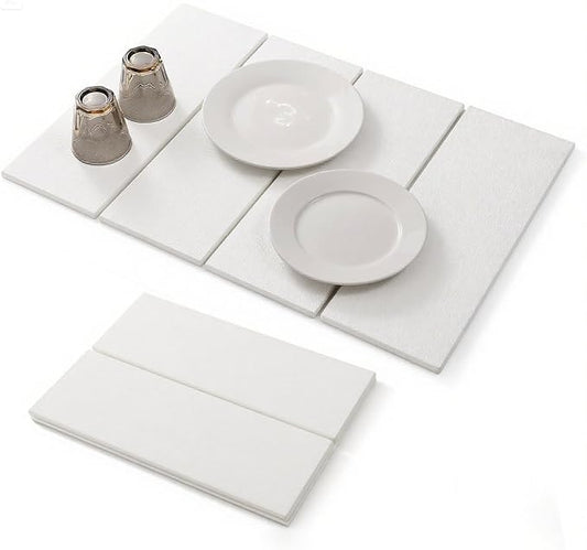 Stone Drying Mat Foldable for Kitchen Counter, Dirt-Resistant Quick Drying Fast Absorbent Non-Slip Diatomite Mat, Natural Diatomaceous Earth Dish Drying Pad for Dish Rack