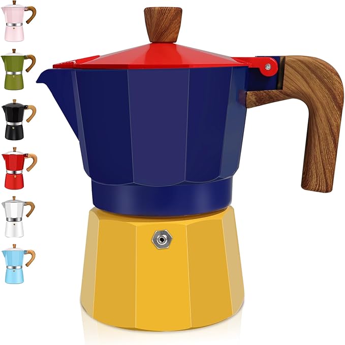 3 Cup Aluminum Espresso Stovetop Moka Pot Express Coffee Maker Percolator Italian Classic Mocha Coffee Machine for Italian and Cuban Cafe Brewing for Home & Camping 150ml 5oz