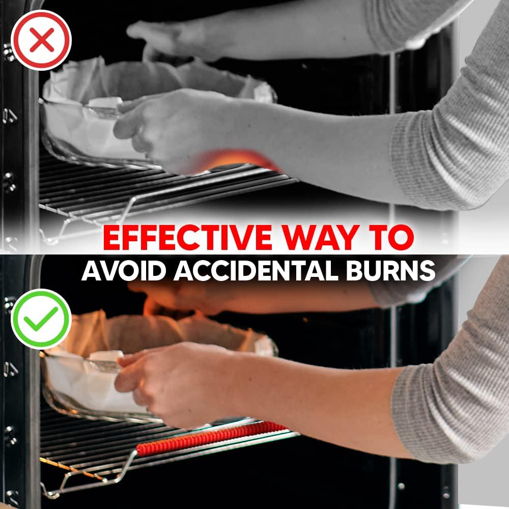 Oven Liners for Bottom of Oven Silver (2-pack) Bundled with Rack Shield (2-pack) - Large Mat for Bottom of Stove (17"x 25") and 14" Orange Range Guards for Racks - Reusable & Heat Resistant