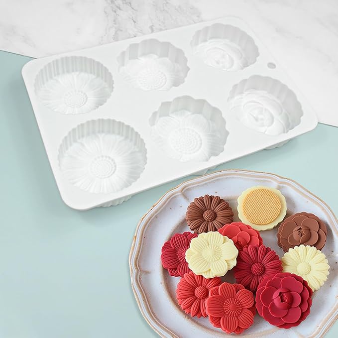 mostsom 6 Flower Silicone Cake Mold Handmake DIY Bread Mould Silicone Moulds For Cake Mooncake Mold Cake Tools