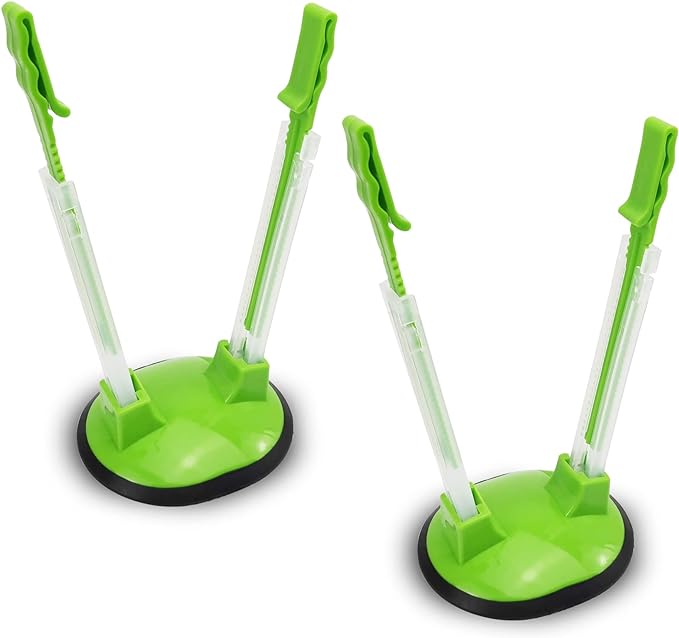 Baggy Rack Hands-Free Clip Food Storage Freezer Baggy Holder,Bag Holder For Plastic Bags Stand/Pack of 2 Green
