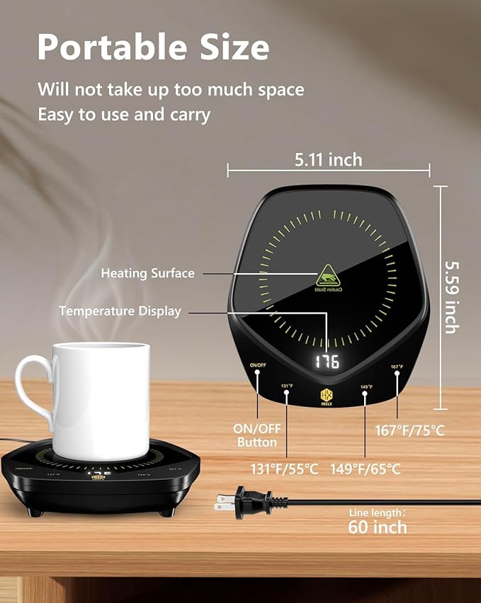 Gifts for Women Men,Mug Warmer,Coffee Warmer Plate Portable Coffee Mug Warmer for Desk with Temperature Display, Coffee Cup Warmer for Jar Candles,Tea, Beverage & Coffee Gifts (No Mug)