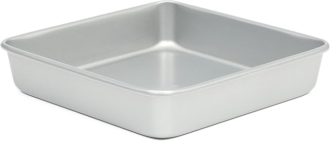 Martha Stewart Gallen 9 Inch Square Nonstick Carbon Steel Cake Pan - Silver Durable Bakeware for Cakes, Brownies & Desserts