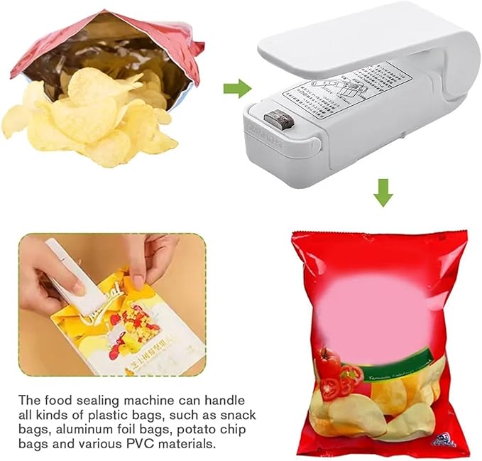 Sealing Machine, 10pcs Mini Heat Bag Packaging Sealer Portable Plastic Bag Clip Sealing Machine Food Storage Seal Snack Sealing Kitchen Gadgets(Yellow)