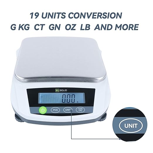 U.S. Solid Digital Lab Scale 5000g x 0.01g Precision Analytical Balance Kitchen Jewelry Scientific Weighing - LCD Display
