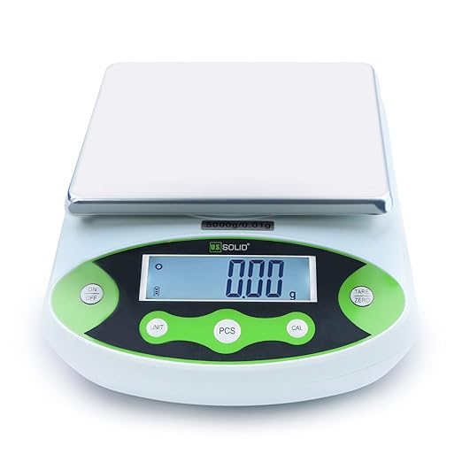 U.S. Solid Digital Analytical Balance 3kg x 0.01g, High Precision Lab Scale, 500g Calibration Weight, 10 Weighing Units, AC 100V-240V & DC 9V, Piece Counting