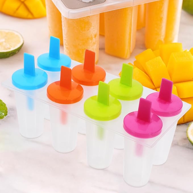 DOITOOL Ice Pop Molds for Kids and Adults Reusable Diy Maker Easy Release Plastic Ice Cream Mold with Lid 2.95X4.72X1.57In Perfect for Summer Treats and Parties