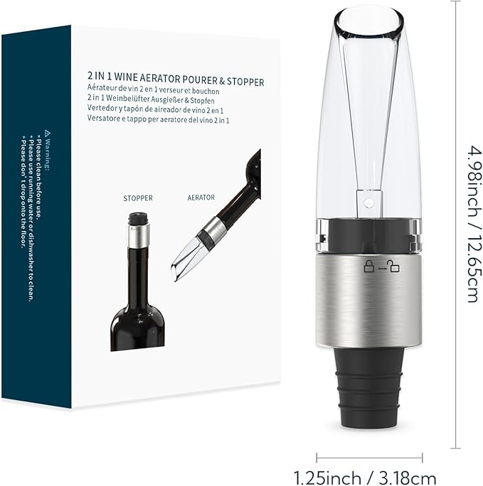 KITCHENDAO 2-in-1 Wine Aerator and Magnetic Wine Stopper