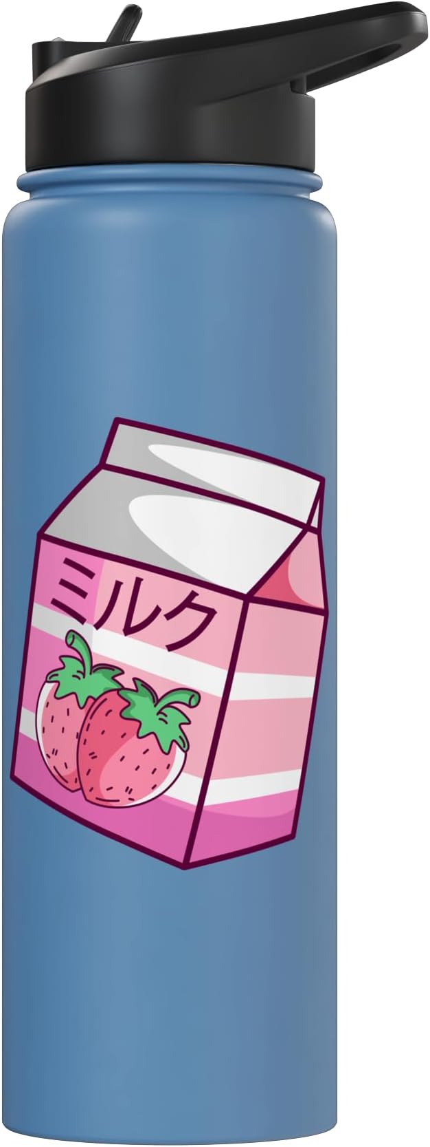 Kawaii Japanese Pink Retro 90s Strawberry Milk Carton Stainless Steel Insulated Water Bottle