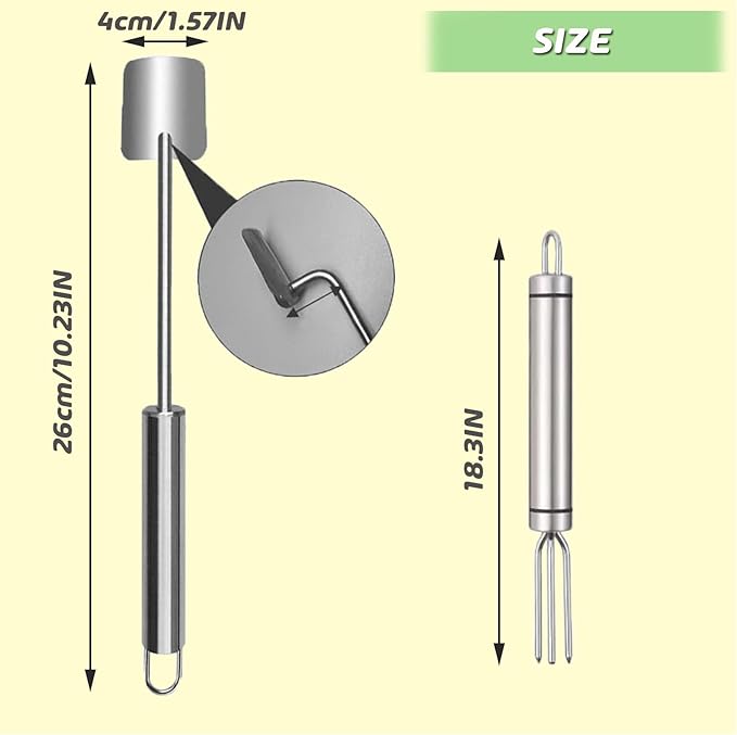 Corn Peeler, Corn Stripper, Long Handle Stainless Steel Corn Stripping Too Thresher Scraper for Home Kitchens, Restaurant Chefs (2PCS)