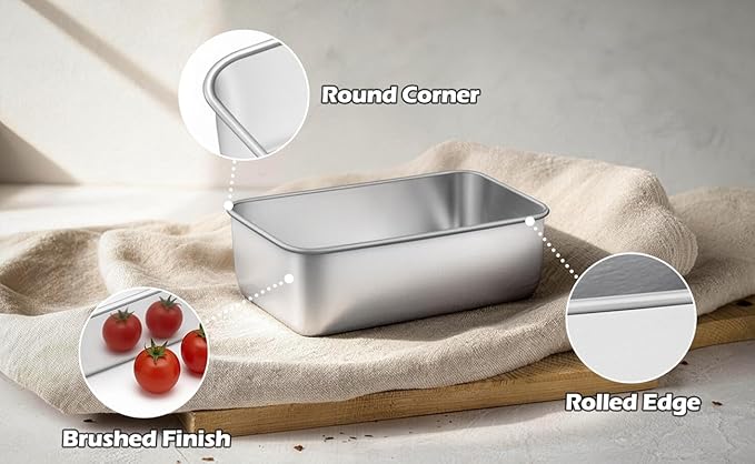 Leonyo 4 Pack Mini Loaf Pans for Baking, 6.3x3.5IN Stainless Steel Small Bread Pans for Meatloaf, Metal Mini Loaf Tins for Banana Bread Baking Homemade Brownies Smaller Loaves, Dishwasher Safe
