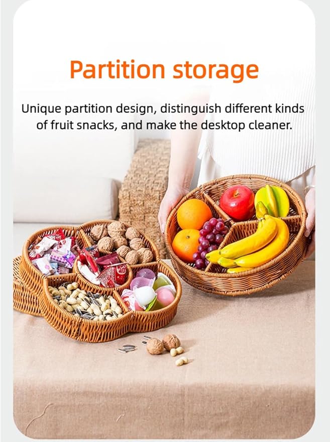 hand-woven round rattan basket storage basket storage box ornaments decorative basket multifunctional picnic food bread basket fruit gift basket key basket. (Chinese plum)