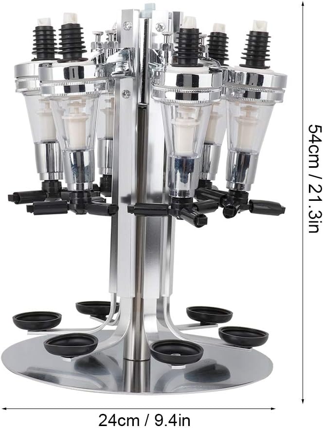 Liquor Dispenser, Alcohol Bar Rotating Liquor Holder Stainless Steel 6 Bottle Professional Revolving Liquor Dispenser