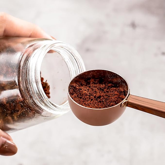 Coffee Scoop with Bag Clip, Multi-Function Milk Powder Measuring Spoon, 20ml (Black+Rose Gold)