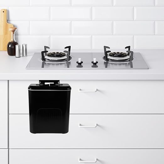 Operitacx Dual Compartment Wall Mounted Kitchen Trash Can 9l with Lid Black Hanging Garbage Bin for Bathroom Cabinet Waste Sorting and Dry Wet Separation