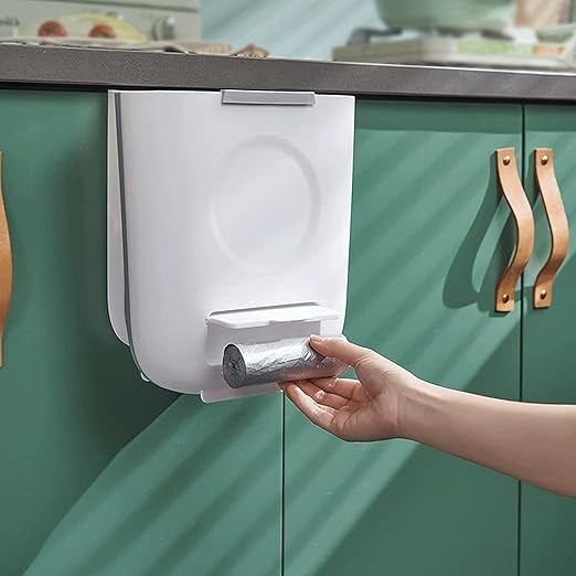 Hanging Trash Can, Kitchen Garbage Bin Waste Bins, Kitchen Trash Can Wall-Mounted Folding Trash Bucket Household Hanging Trash Can Cabinet Door-Mounted Sorting Trash Can (Size : A)